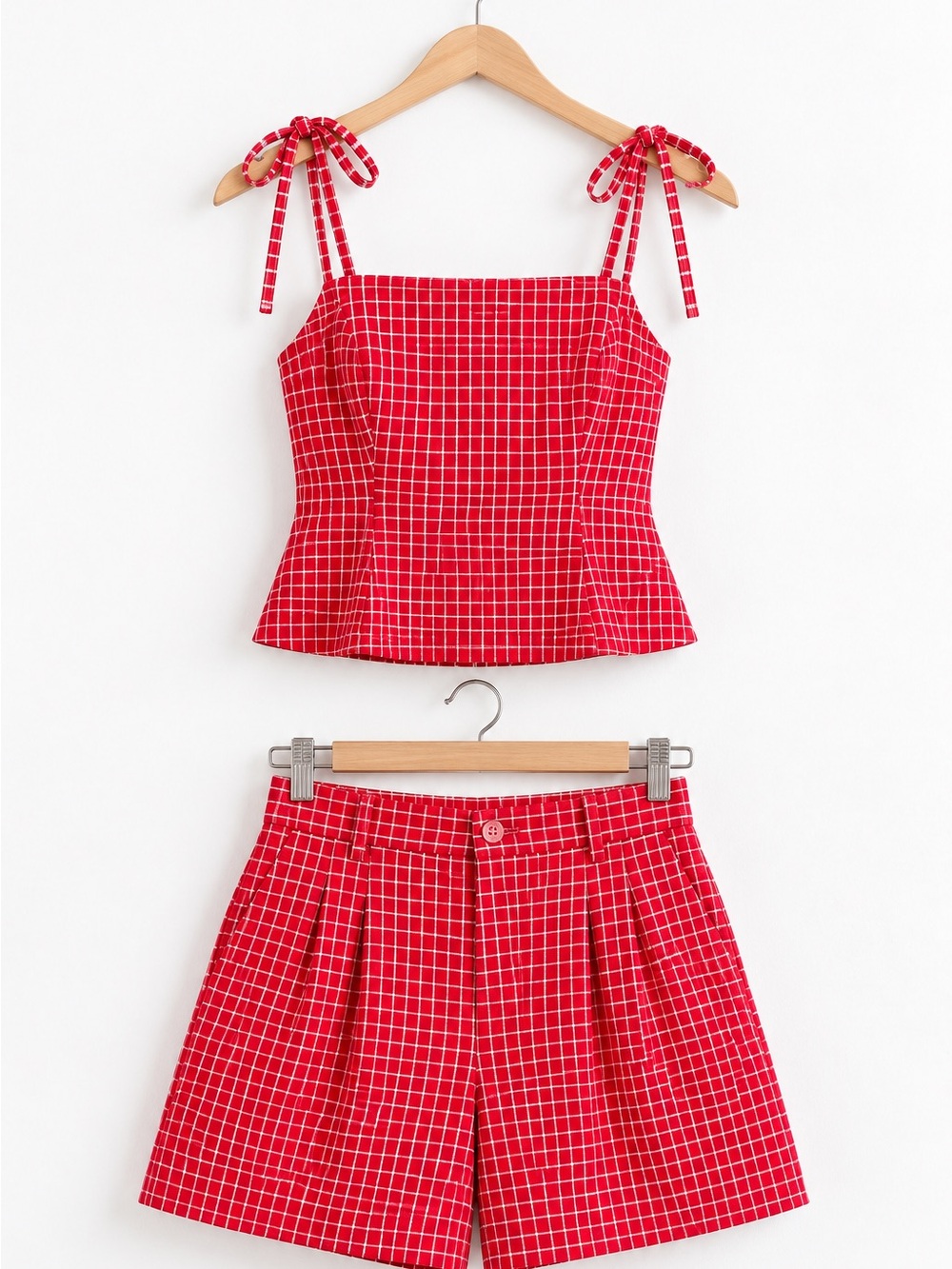 Wayf Red & White Checkered Two-Piece Set - Picture 2 of 2